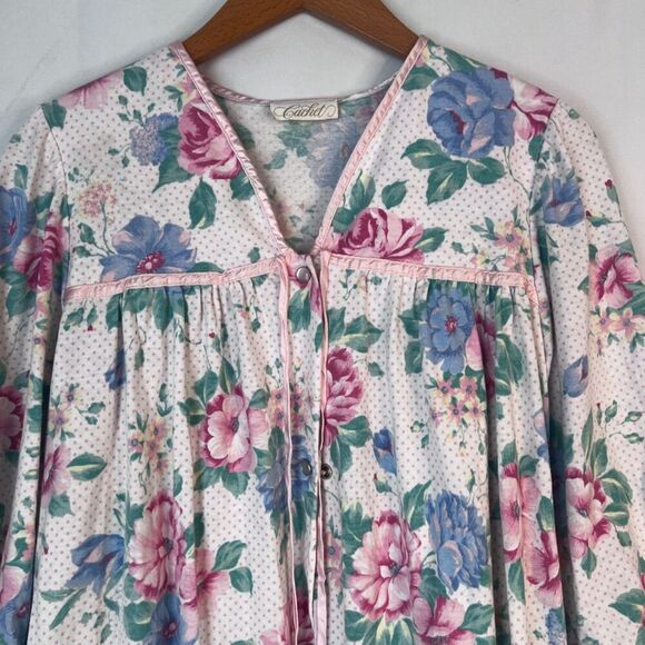 Cachet VTG Made In USA White Floral Night Dress Nightgown Cotton Blend Medium - Picture 3 of 9
